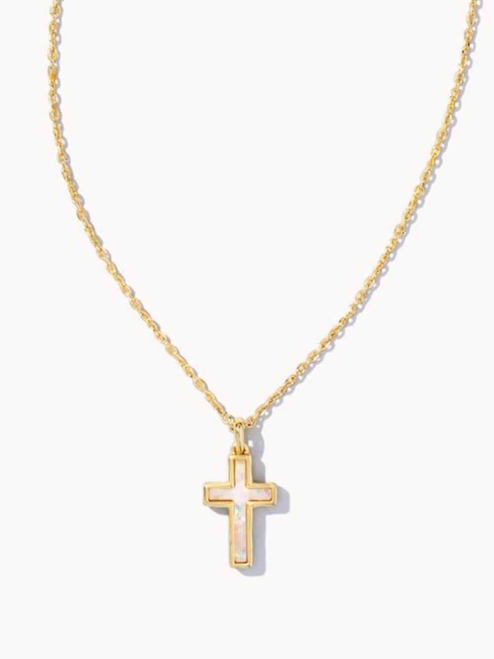 Kendra Scott Gold Cross White Mother of Pearl Pendant Necklace